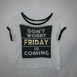 white ringer tee size S